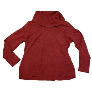 A. Giannetti Women's 3X Cowl Neck Long Sleeve Merino Wool Sweater Red Rust NWT